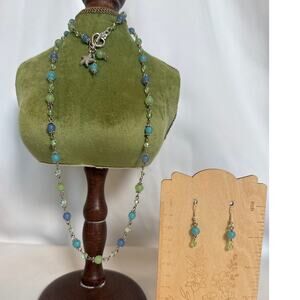 Coastal 3-Piece Jewelry Set Necklace, Bracelet & Earrings Blue & Green Starfish